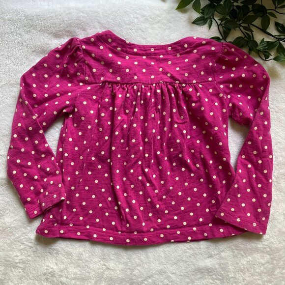 Baby Gap Factory 3T Long Sleeve Tee Pink Fuchsia Polka Dot Kids Button-Up - Picture 11 of 16